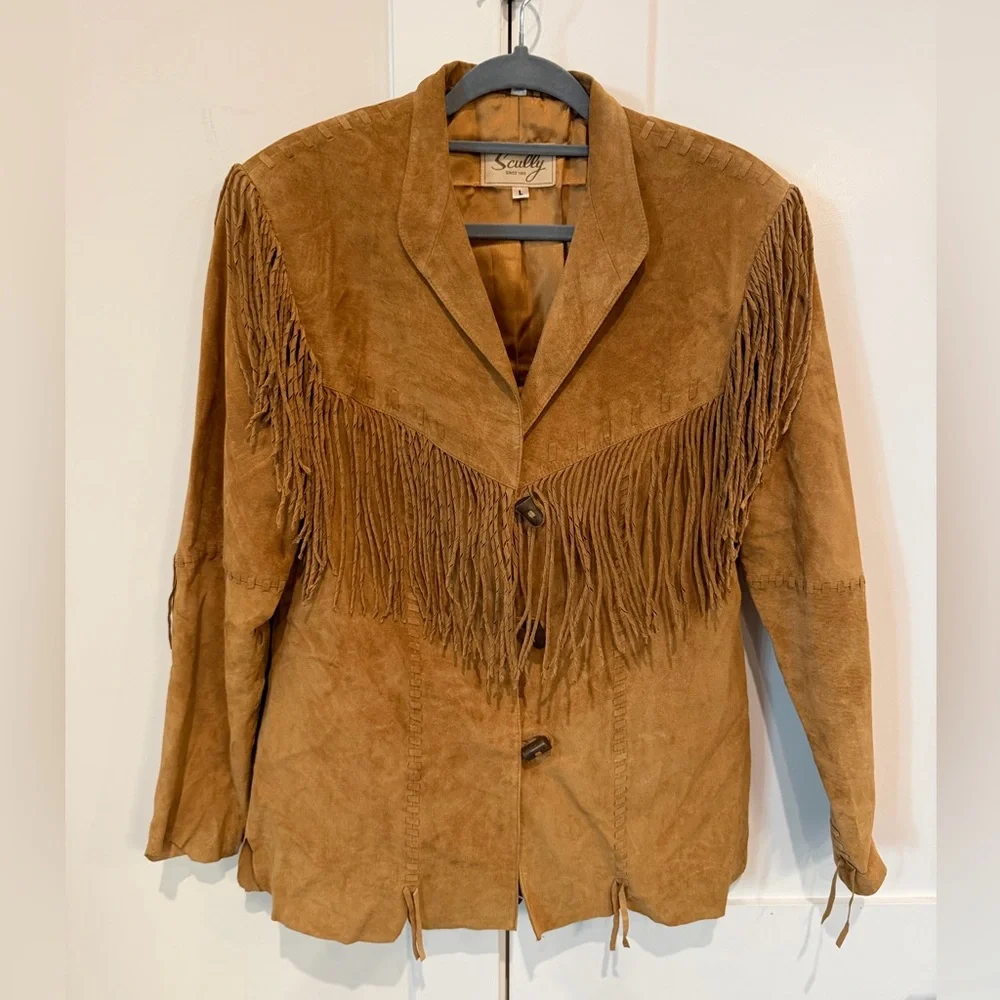 SCULLY‎ Leather Brown Suede Fringe Jacket Size Large